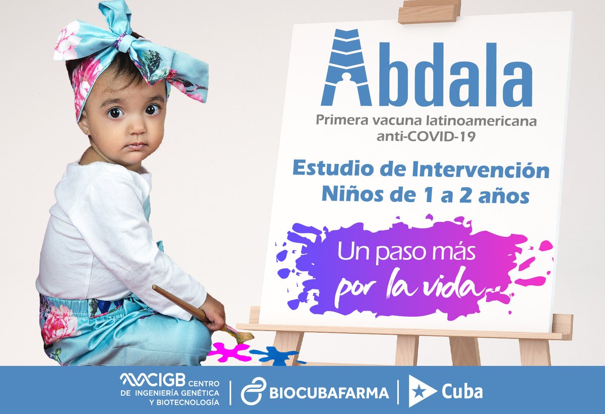 CIGBCuba's tweet photo. Niños de 1 a 2 años de edad se beneficiarán con la vacuna #Abdala como parte del estudio de farmacovigilancia que se desarrollará en la provincia de #Camagüey, en el cual se seguirá un esquema de 0, 14 y 28 días, y tiene un conjunto de criterios para la aplicación del producto. https://t.co/pISHYHizfX