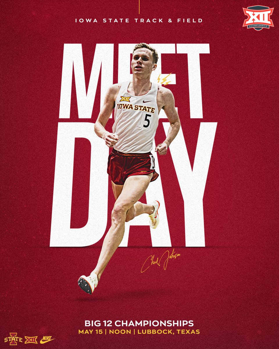 CycloneTrackXC's tweet photo. 🚨 MEET DAY 🚨
🏃♂️ #Big12TF Day 3️⃣
⌚ 5Ks: 7 AM; Field: Noon; Run: 5:30 PM
📍 Lubbock, Texas
🏟️ Fuller Track
💻 https://t.co/o4rcEQSMry
📊 https://t.co/5XVXdCHVZe
#CycloneSZN #Run4ISU #Throw4ISU #RunJumpThrow4ISU https://t.co/2Tqpwh9esf