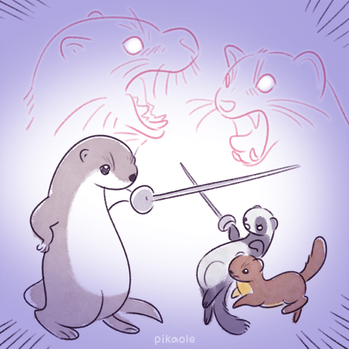 fikaole's tweet photo. Weasel vs Otter https://t.co/fQlLCzTLyd