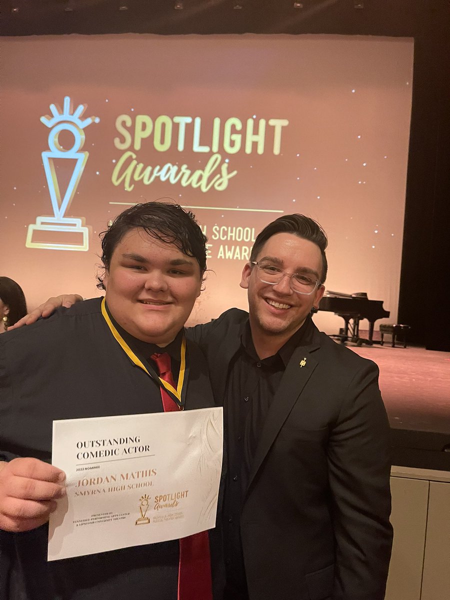 ChoirSmyrna's tweet image. The Spotlight Awards were magical! Congratulations to Tasia and Jordan for being finalists for best Supporting Actress and Comedic Actor! 

Jordan, Rachel, and Hailey-Ann also performed with the 50 Best Lead finalists! So proud of these kids! 

@SmyrnaBulldog #onlyoneshs @tpac
