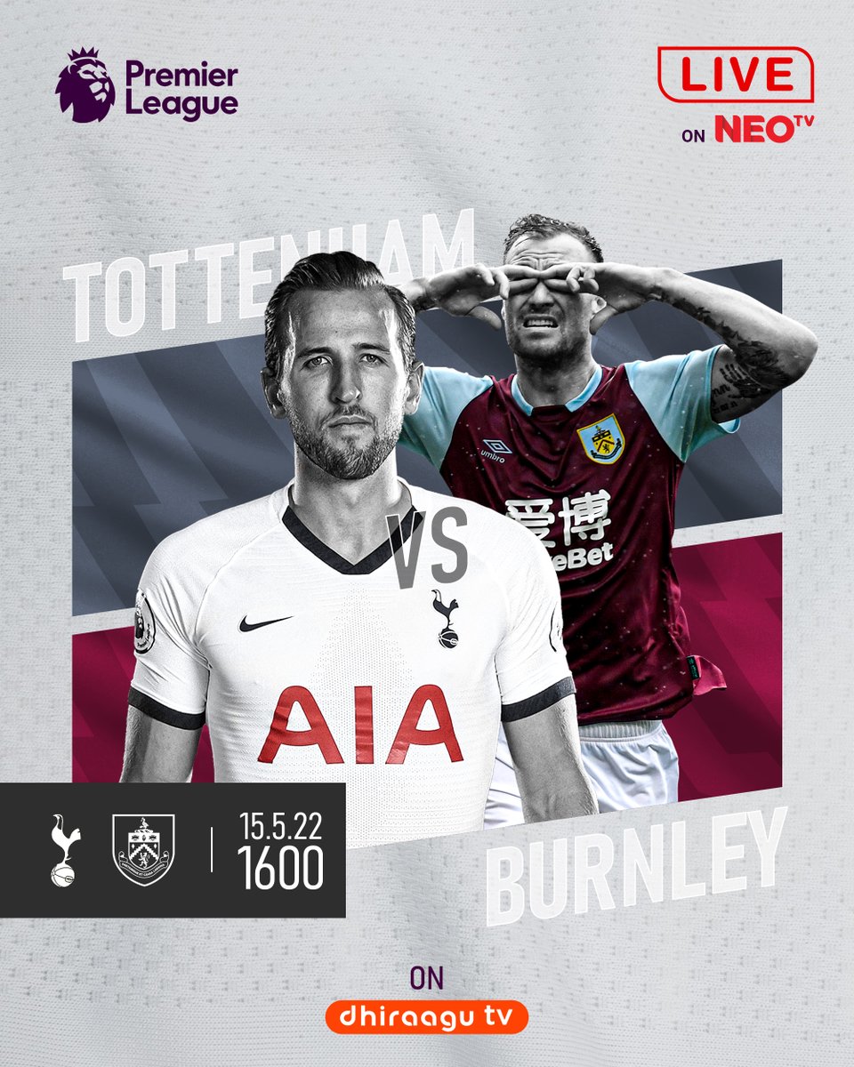 neotvmv's tweet photo. Premier League LIVE on NEOtv 🔥
----------------
Tune-in to channel 6 on @dhiraagu_tv 📺 or #DhiraaguPlay 📱,
and watch Tottenham Hotspur face-off Burnley, today 1600 hours.

Subscribe 👇🏽
DhiraaguTV: https://t.co/VE9MltnePU
DhiraaguPlay: https://t.co/EiTdAhUSbb https://t.co/DXTowX5LbX
