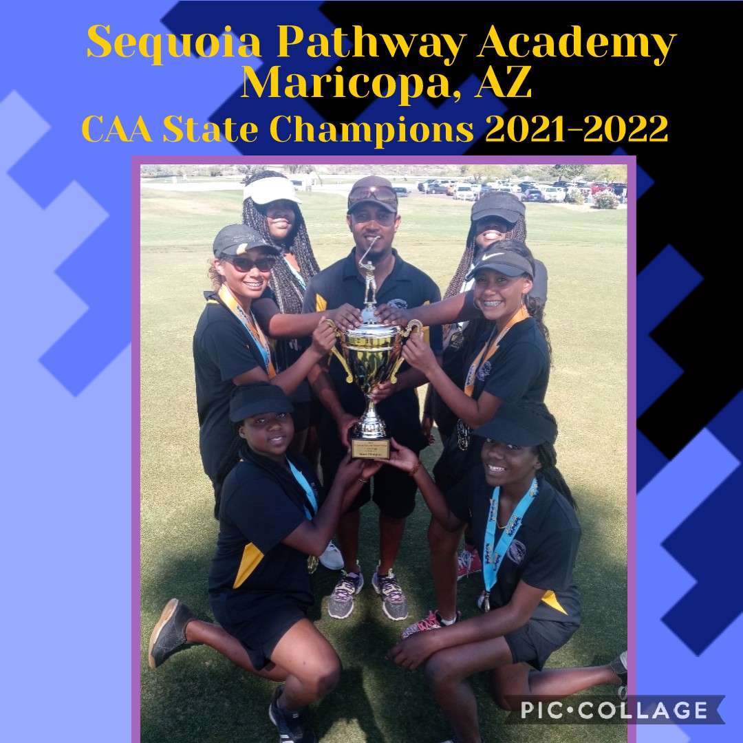 LoveAtAllTimes5's tweet photo. Sequoia Pathway Academy, Maricopa Jr.High Golf had a great season. In 100 degree temp, 9-holes, Lady Pumas DID.NOT.GIVE.UP!They fought to the end. They took Central AZ 1st place State CAA Jr. High Golf Division I-II Championship 2022. #Respect #PumaPride https://t.co/zH0u9xdahS