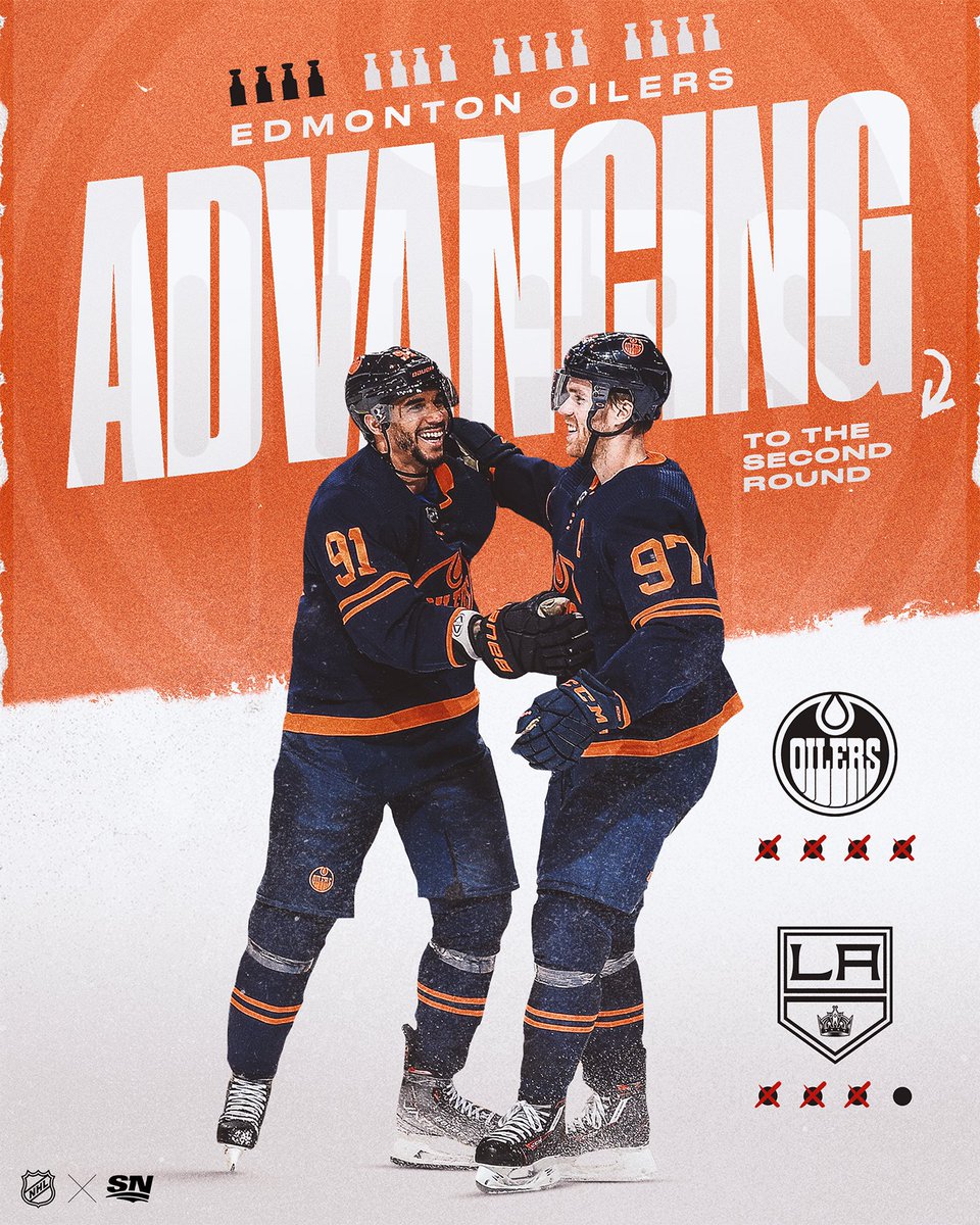 BLAST LA BAMBA, BABY! 🎚️ THE @EDMONTONOILERS PUNCH THEIR TICKET TO THE SECOND ROUND! 🎫 #StanleyCup | #LetsGoOilers