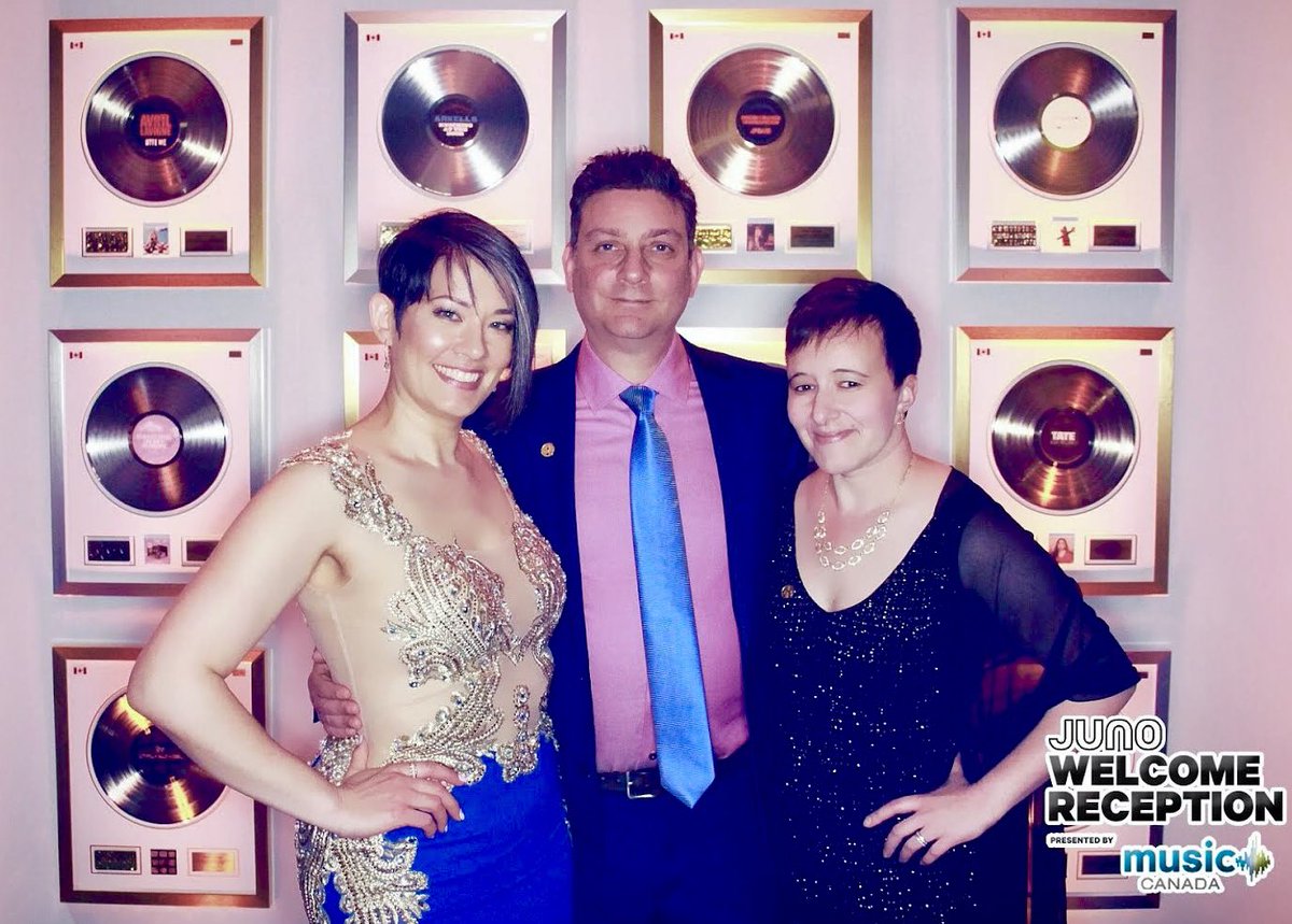 At the welcome reception at <a href="/TheJUNOAwards/">The JUNO Awards</a> tonight with my honey David Restivo and drummer extraordinaire Alyssa Falk. 

#JUNOS