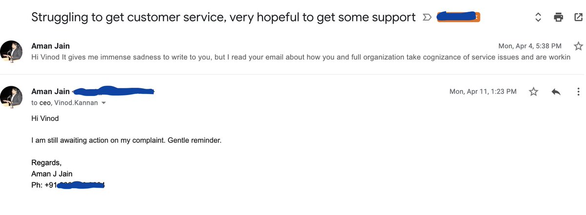 amanjjain's tweet photo. Extremely poor and insensitive customer service by @airvistara 
Canceled flights themselves, issued open tickets, and refused to book later; not refunding the amount now
Customer Service, Nodal Officer, Appellate Authority, and CEO Vinod Kannan not even responding to emails https://t.co/z9qux9N5wz