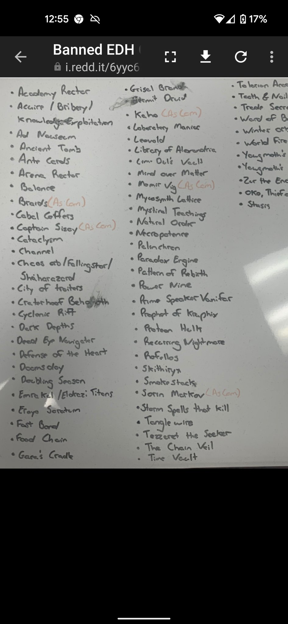 Douglas (DJ) Johnson on Twitter "This LGS' Commander banned list.... 🤔