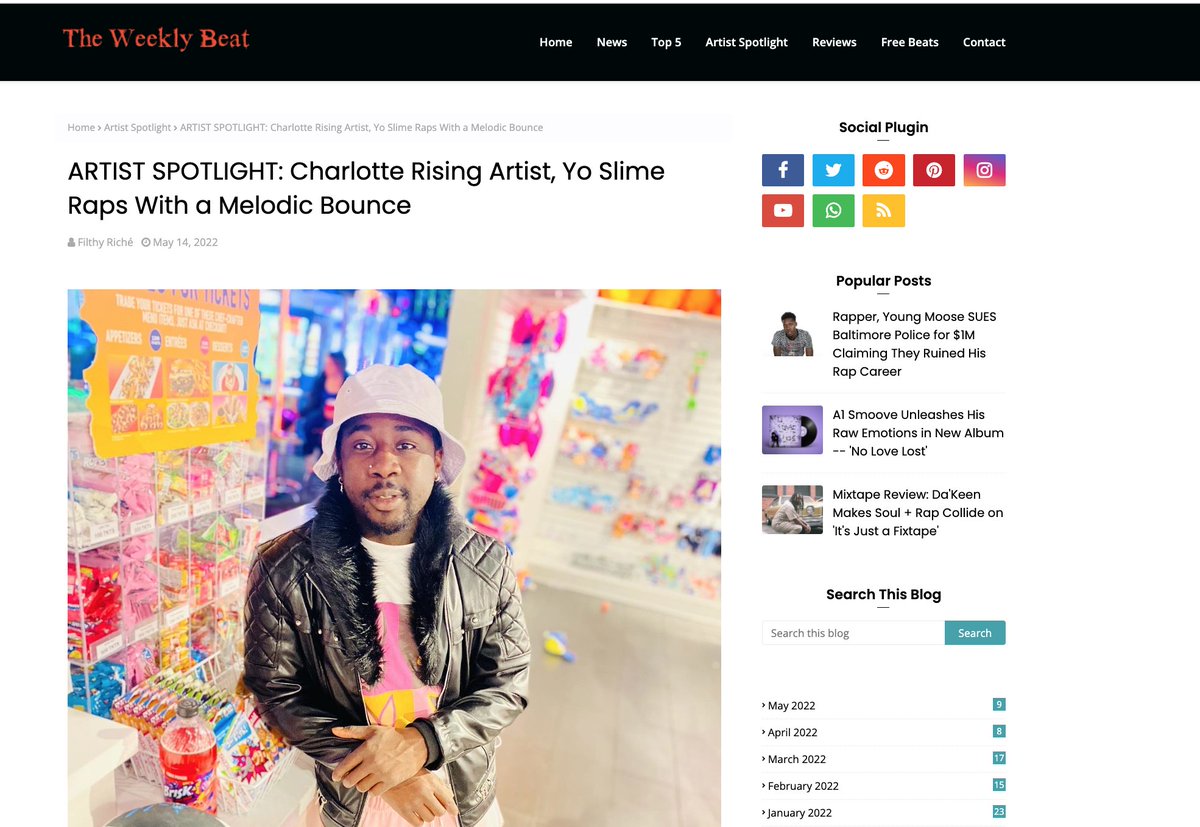 Top100Today's tweet photo. ARTIST SPOTLIGHT: Charlotte Rising Artist, Yo Slime Raps With a Melodic Bounce https://t.co/Ss5cInYppD
#rap #hiphop #yoslime #weeklybeat #spotify #newmusic #Rappers #carolinarapper https://t.co/ZdTSVt1guM