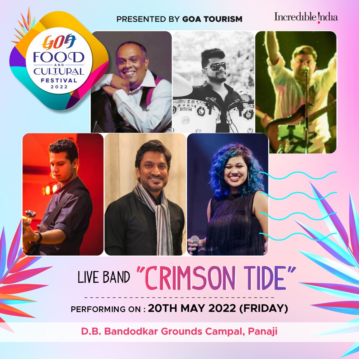 TourismGoa's tweet photo. Sway to the beats of some foot tapping music by "Crimson Tide" on day 1 of the Goa Food and Cultural Festival on 20th May 2022
#GoaFoodandculturalFestival2022 #GTDC #GoaTourism #Incredibleindia #IncredibleGoa #goadiaries #GoanCuisine #WowGoa #Panjim #Music #LetsGoa #DekhoApnaDesh https://t.co/2I3LUcMCm6