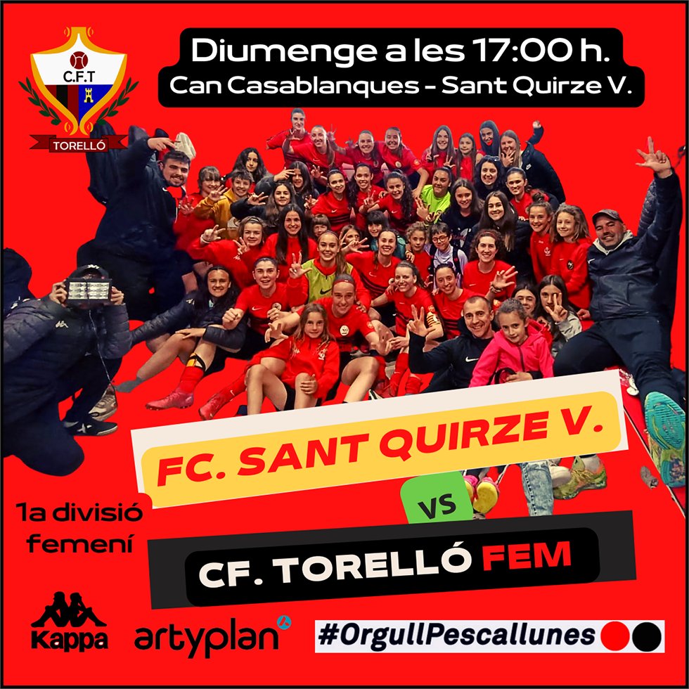 cftorello's tweet photo. Avui dos partits importants:
▶️Alevì A a les 10 al municipal Torellonenc vs @cdbescano i a la tarda al nostre ▶️ SÈNIOR FEMENÍ a Sant Quirze del V. #SomhiEquips #OrgullPescallunes🔴⚫️
#FeliçDiumenge https://t.co/0qrpYEOaq5