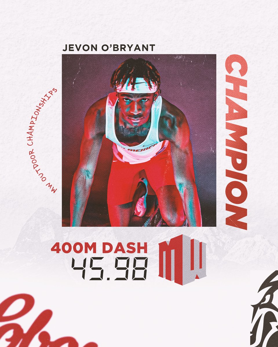 Another Lobo champion arises as Jevon O'Bryant ran a time of 45.98s to take the men's 400m dash title!

#GoLobos | #WeAreNM