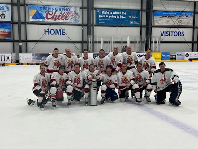Congratulations Reno Hosers, winning c-league at Reno Ice.  Firefighter/medics from Reno, Sparks, Carson City, Truckee Meadows, Incline, Tahoe Douglas, Sac Metro, and Remsa enjoying their time with ”The Cup.”