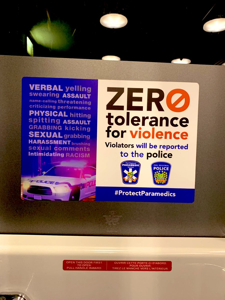ryo_ip's tweet photo. @BC_EHS this is on the doors of @OPSEU277 ambulances, in plain view to patients. Can we do similar? #protectparamedics our incidences of workplace violence are way too high weather reported or not. https://t.co/avKLzqzRDG