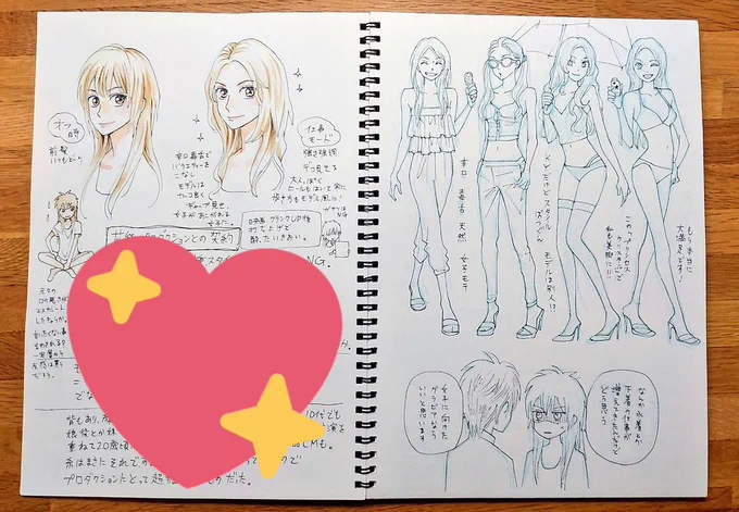 新しい章や新作を描くときはこんな感じでまとめてキャラ表をスケブに描いてます。
これやってる時が1番楽しいかも。 