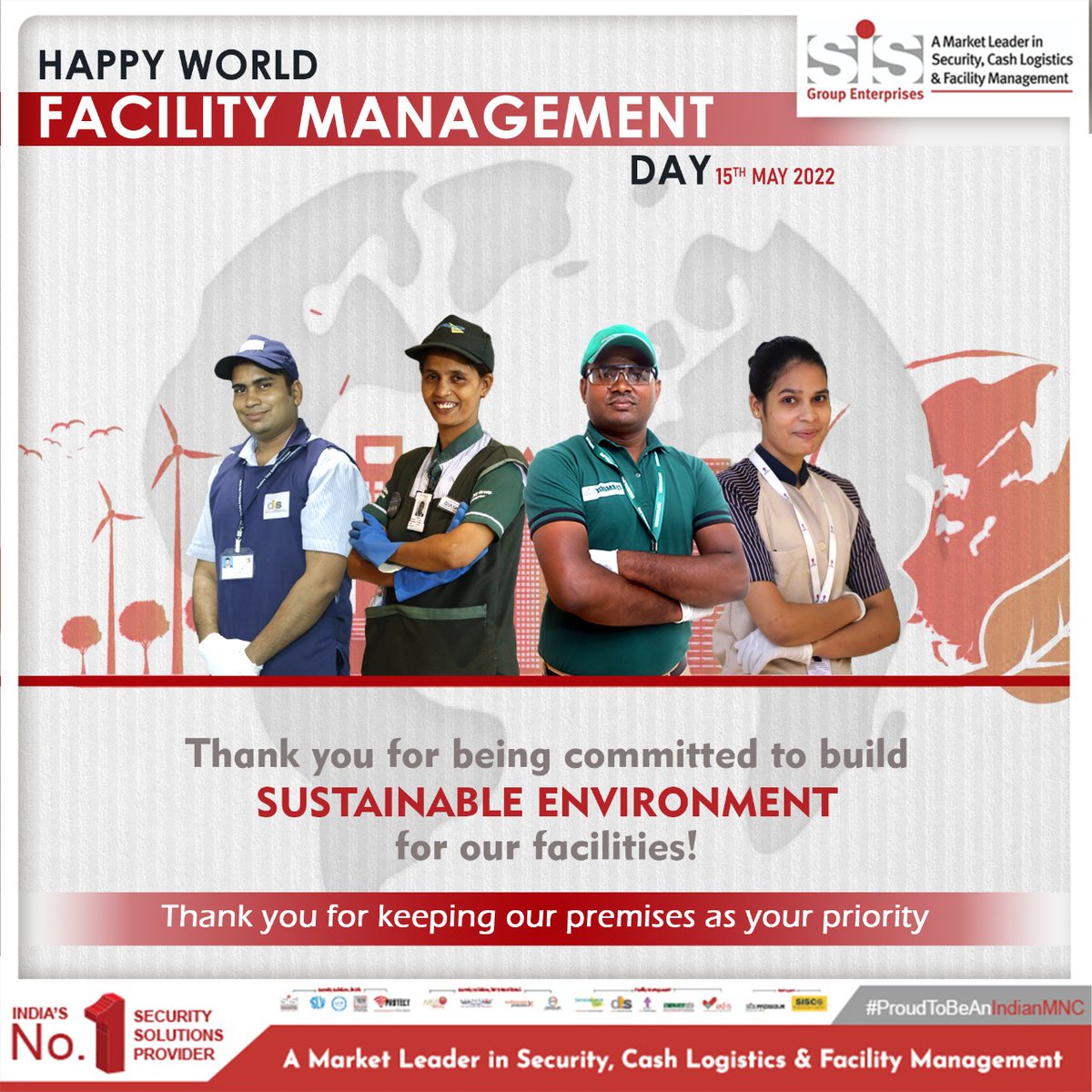 SisEnterprises's tweet photo. It's not easy to manage safety &amp; hygiene in different facilities. On the occasion of world facility management day, we salute those whose efforts and hard work made it possible. Thank you for your unwavering support!
#SISGroup #ProudToBeAnIndianMNC #WorldFMDay #FMDay https://t.co/9HYFFvb0Ej