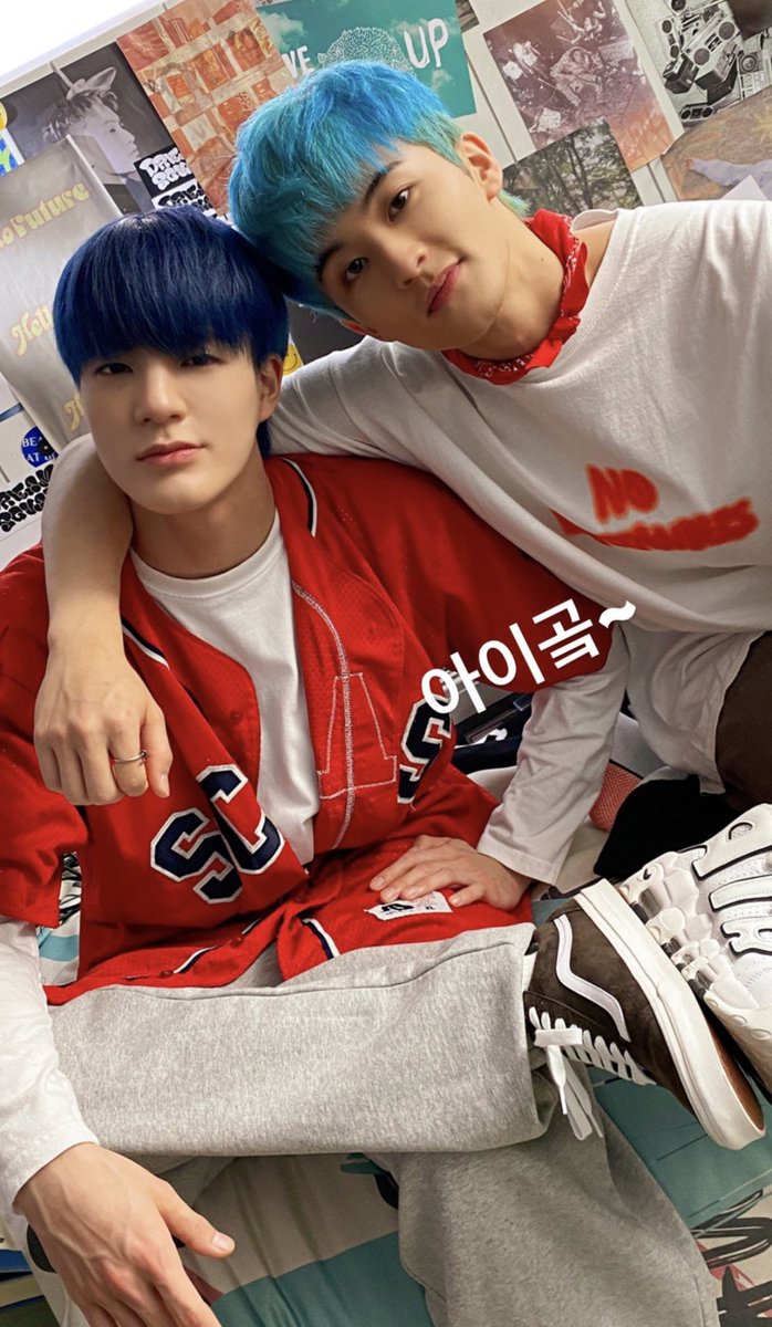 Minhyhng's tweet photo. A brother like no other! Everything’s good over here. Matching the same colour outfit Red and White suit us well. https://t.co/8lVvBXYC0F