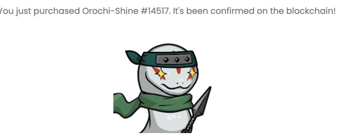 aya_lazer's tweet photo. やったー！初めてのNFT購入成功したよー！
Orochi-Shine くん　強そう！
嬉しいなー！有難うございますイケハヤさん！高すぎて手が出ないと思っていたOPEN SEA内でお手頃価格の
#Cryptninjapartners ガス代も＄９とか格安で全部で
５２USDとかで買えました！嬉しいよー。Ethで買えるので簡単でした！ https://t.co/hMIeCAb4oG
