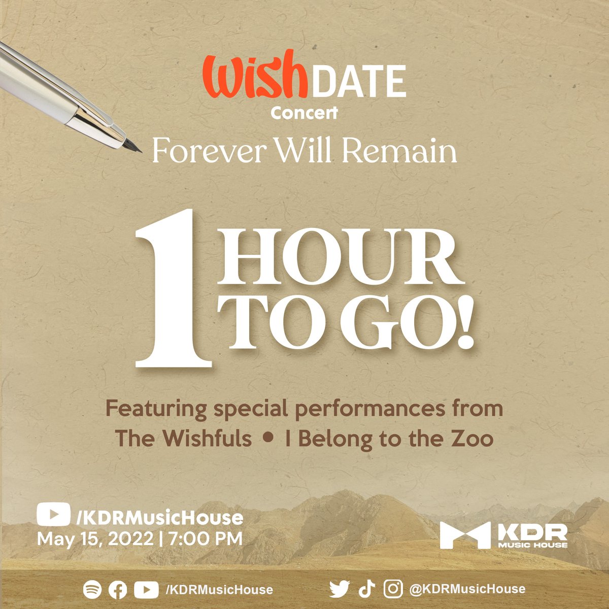 KDRMusicHouse's tweet photo. 1 HOUR TO GO! Don't miss the much-awaited performances from vocal group The Wishfuls and OPM rock act I Belong to the Zoo.  

Tune in via our official YouTube channel. https://t.co/EvFhUmNKFZ https://t.co/LejwmFne7p