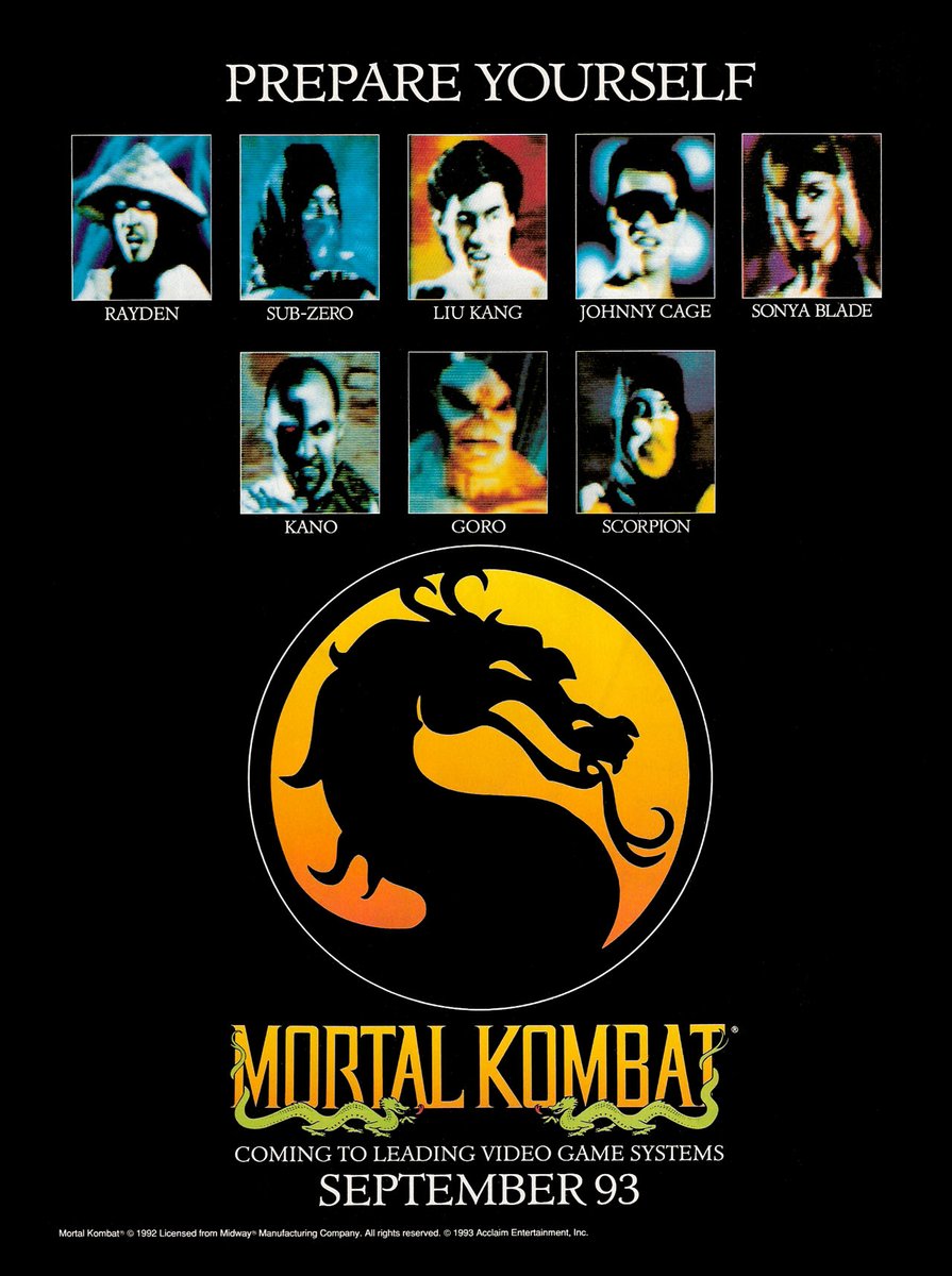 RetroGameAd's tweet photo. Choose your character. #RETROGAMING #RetroVideoGame #VideoGameAd #VideoGameMagazine #MortalKombat #MK @noobde https://t.co/6XawyMAtpN