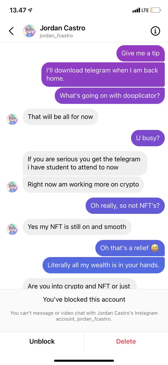 sonovadob's tweet photo. I got excited when @poopie followed me on Instagram, but turns out it was all just an elaborate scam. Reported and blocked ✅ https://t.co/o1FLJlqu4r