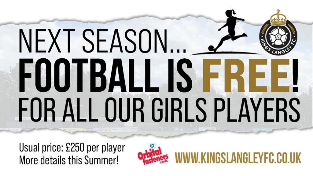 Kings Langley FC🤝<a href="/MarloweDigital/">Marlowe Digital</a> 

Kings Langley FC and Marlowe Digital are delighted to announce a one of a kind sponsorship that will give girls a free season of football at The <a href="/orbitalfastener/">Orbital Fasteners</a> Stadium next season.

Read More: bit.ly/3a3ovtV