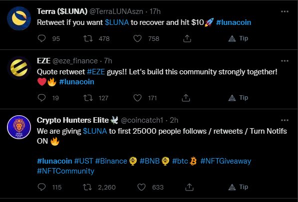CryptoWenLambo's tweet photo. More $LUNA #lunacoin SHILLS wanting to give away $LUNA token, they must really not like, or maybe they want to trade it for #TWITTERFOLLOWERS or MAYBE they AREN'T EVEN REAL GIVEAWAYS! DUH! https://t.co/FO4Y5IYZx2