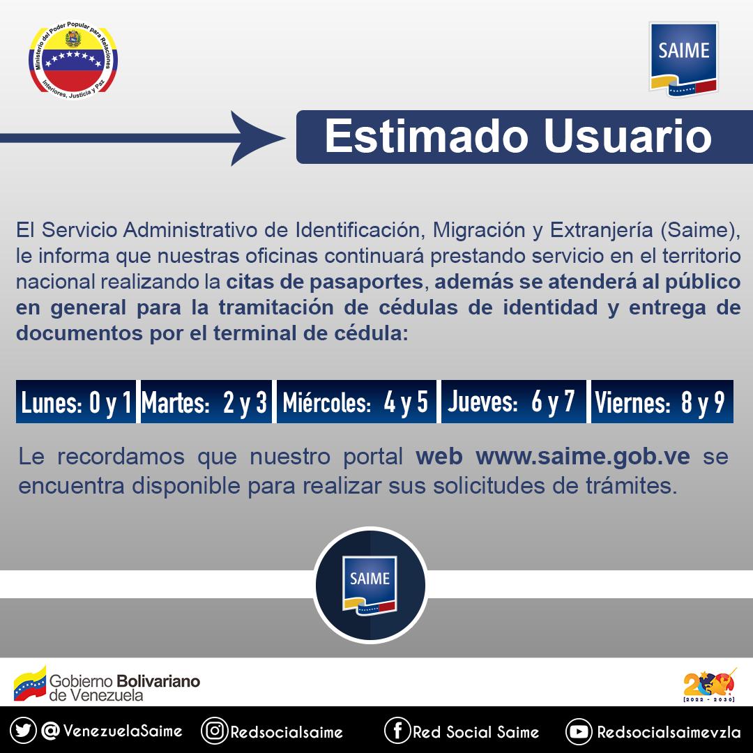 RRSSNvaesparta's tweet photo. La atención en nuestras oficinas para trámites de cedulación y entrega de documentos se regirá por el terminal de número de C.I

✔️Lunes: 0-1 

✔️Martes: 2-3

✔️Miércoles: 4-5 

✔️Jueves:6-7 

✔️Viernes:8-9 https://t.co/80YOaOWdU3