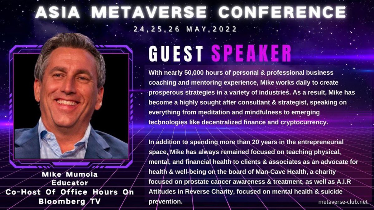 MikeMumola's tweet photo. Gone global. Excited to be speaking with thought leaders at #AsiaMetaverse #metaverse #web3 https://t.co/vT9LVSCMTG