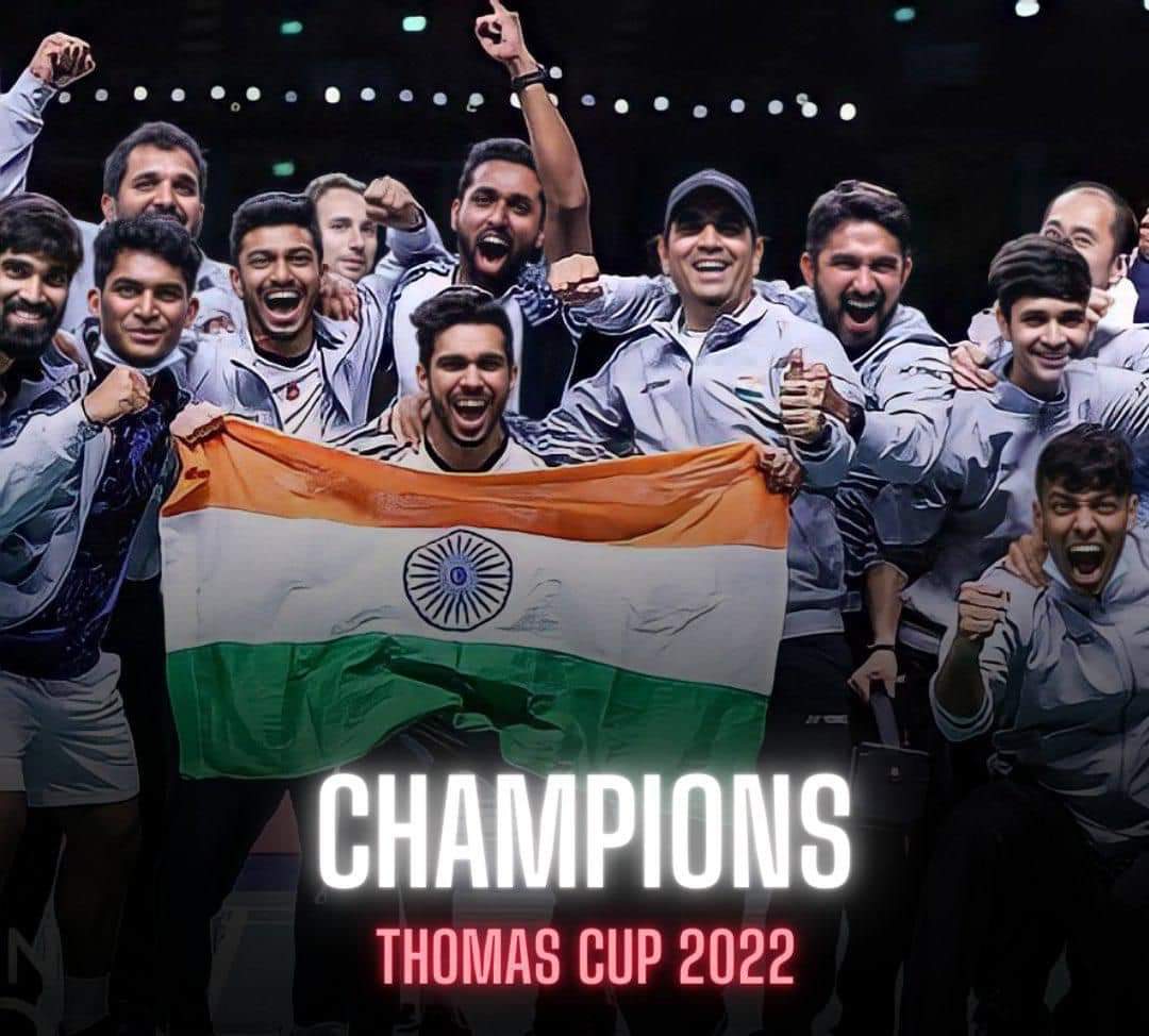 14 बार की विजेता इंडोनेशिया को हरा कर भारत ने पहली बार थॉमस कप जीत कर नया इतिहास लिखा।
भारतीय बैडमिंटन टीम को हार्दिक बधाई।