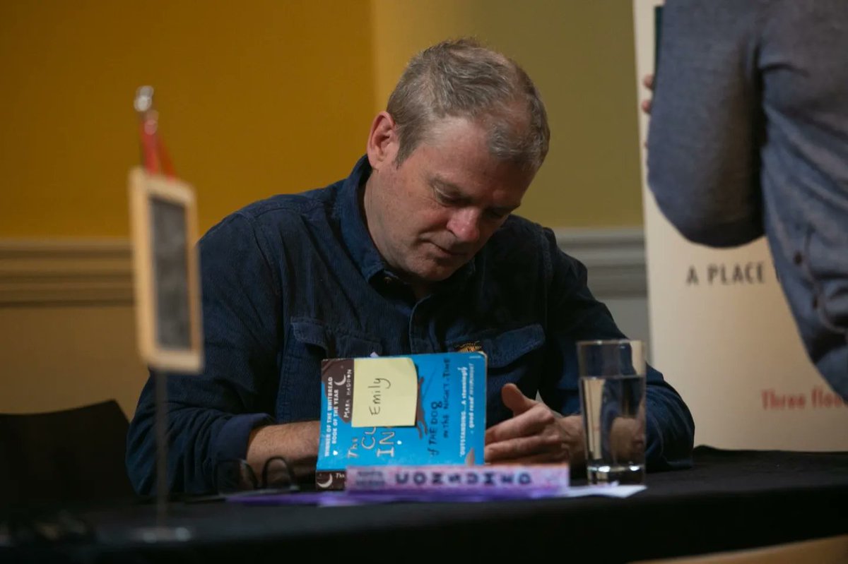 BathLitFest's tweet photo. What a treat we had this morning to welcome @mark_haddon and @Arifa_Akbar to the Assembly Rooms for A Writer's Life! ✒️

We were even lucky enough to hear Mark read from an unpublished short story - his agent hasn't even read it yet! 🤫

#TheBathFestival #LiveEventsAreBack #books https://t.co/WqcrmsHqds