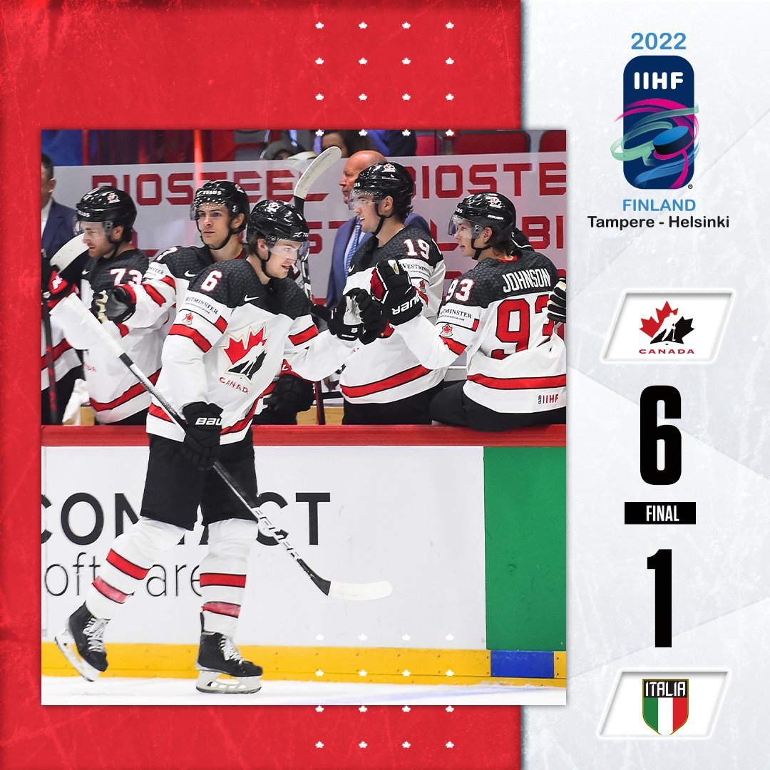 GAME OVER! Great second period leads to a big win. 🇨🇦🇮🇹 📊 hc.hockey/MWCStats0515 💻 hc.hockey/MWCBlog0515 #IIHFWorlds