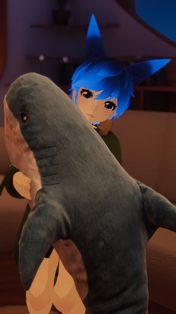 Hughesy_Lara's tweet photo. Released my Blahaj for #VRChat onto my booth page - https://t.co/ob6zM4RCmO - 

Hope you enjoy and give them lots of hugs.

Still many additions I want to make such as modelled teeth and reducing tri count for a quest version/optimising for pc.

so stay tuned

#unity3d #blahaj https://t.co/sARFqLCDnB
