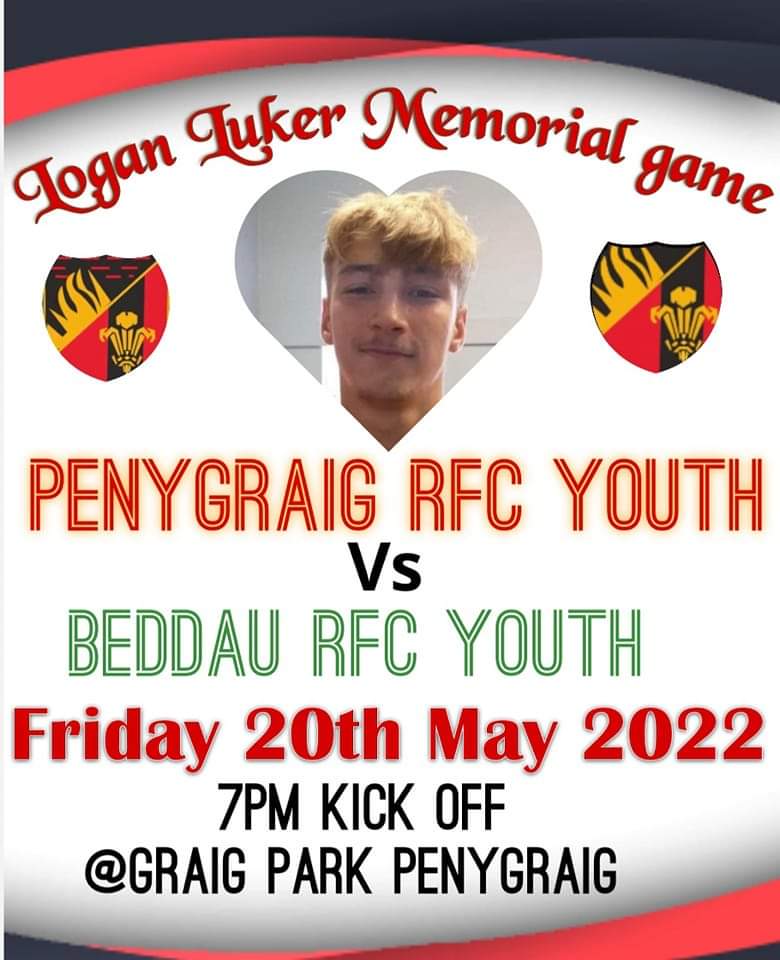 🖤❤🧡 LOGAN LUKER MEMORIAL 🧡❤🖤 

Friday 20th May ,home at graig Park Penygraig. 
Come along and show your support to end our rugby season remembering Logan Luker 
🖤❤🧡

#itsokaynottobeokay #rugby #support #standbyme <a href="/Nigelrefowens/">Nigel Owens MBE</a> <a href="/BeddauRFC/">Beddau R.F.C. 🏉</a>