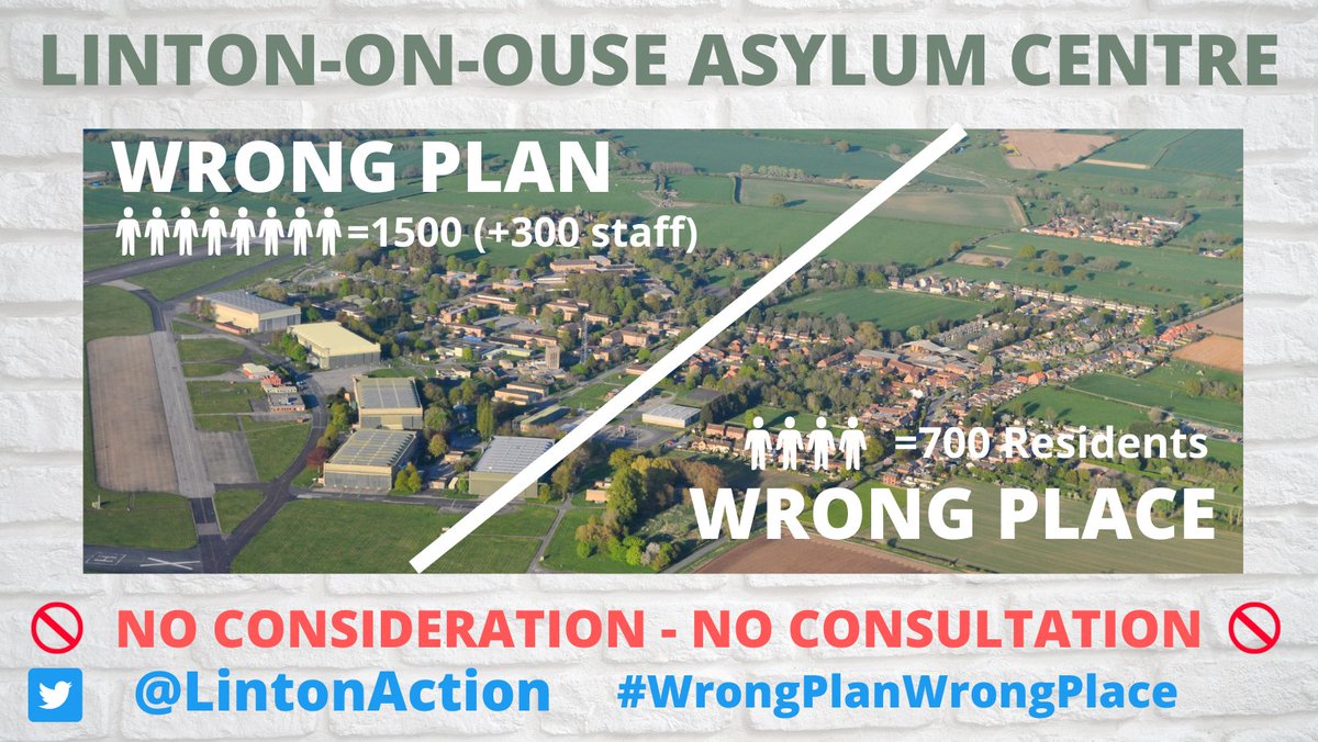 @ukhomeoffice Linton on Ouse Asylum centre: -NO consultation with ANY stakeholders (village, @HambletonDC, @NYP_York @NorthYorksFire @YorkshireWater) -NO planning permission -NO risk assessments -NO equality impact assessment -NO environmental impact assessment @LintonAction