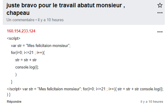 PrometheeWiki's tweet photo. Reçu aujourd'hui un script de félicitations : une première sous cette forme 😆 #wikipedia #dev #javascript https://t.co/TPFcBdSlRV