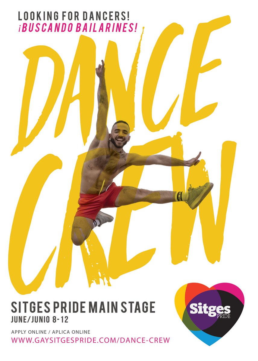 LOOKING FOR DANCERS / BUSCANDO BAILARINES
Durante Sitges Pride – During Sitges Pride

DO YOU WANT TO DANCE ON THE MAIN STAGE AT SITGES PRIDE?

GAYSITGESPRIDE.COM/DANCE-CREW 

#Sitges #gaypridesitges #dancer #casting #Pride