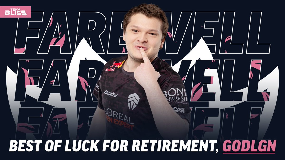Today we say goodbye to @Godlgn as he hangs up the drone and retires from competitive Rainbow 6 Siege😭

We wish him all the best in his future endeavours, and thank him for his effort in helping the continued success of #BlissR6👏

#ForverBliss🌺