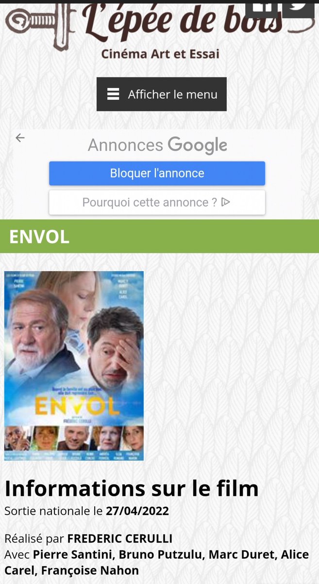 LesFilmsFleurde's tweet photo. ENVOL: séances de ce dimanche 15mai: 12h50 au Cinéma l'Epee de Bois de Paris et 21h au Cinéma l'Eau Vive de l'Argentiere-la-Bessee #envol @epee_bois #Paris #largentierelabessee https://t.co/mtpNj1NRvy