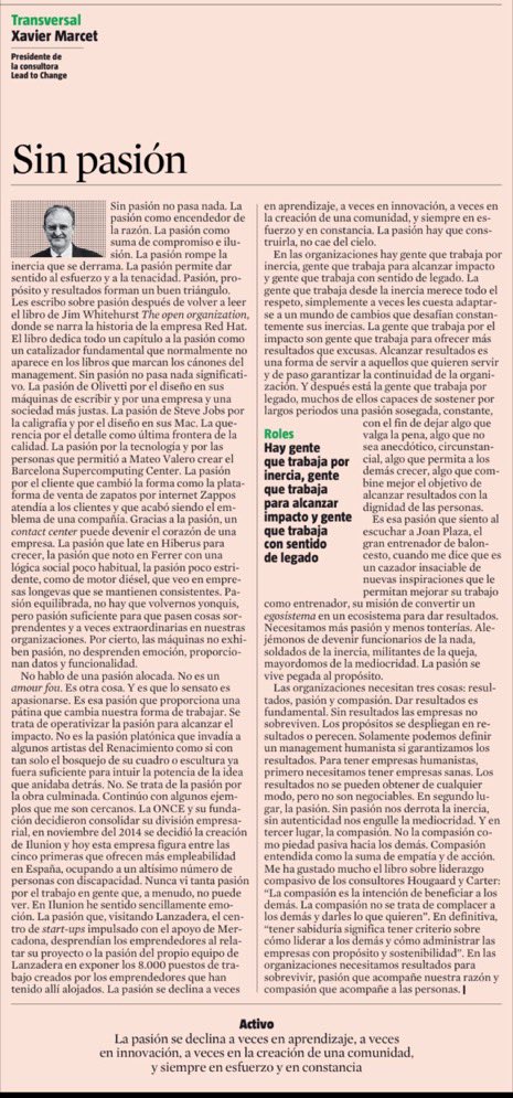 “Hay gente que trabaja por inercia, gente que trabaja para alcanzar impacto y gente que trabaja con sentido de legado”. Gracias <a href="/XavierMarcet/">Xavier Marcet</a> por hacerme ver que tiene sentido seguir trabajando con sentido de legado🚀
