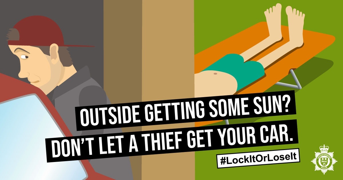 An image of someone relaxing in the garden while a burglar steals the car.