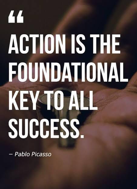 A Famous Artist has written a nice line about Success that Action is main key for Sucess in life #success #artist #action #quotesoftheday #quotes #quotesoflife #bestquotes #inspirationalquotes #motivationalquotes #leadership #inspiration #motivation #KEY