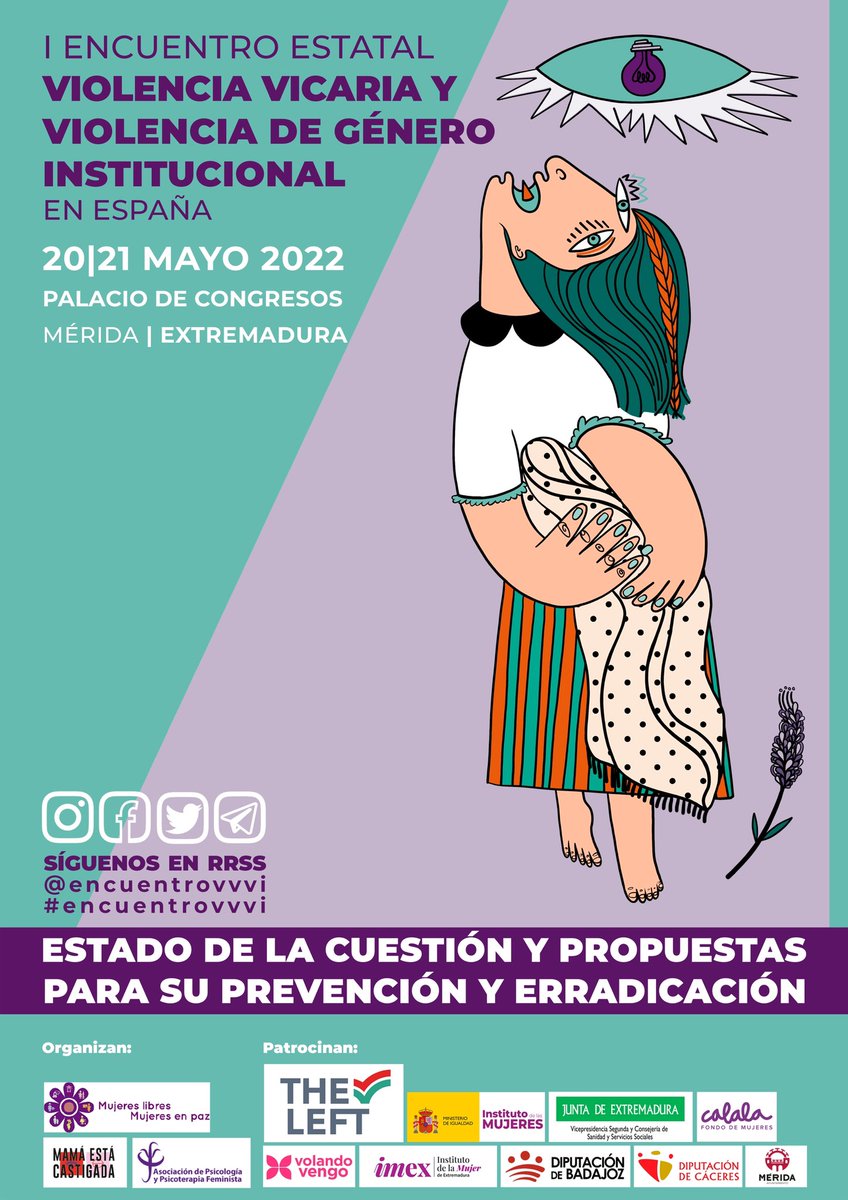encuentrovvvi's tweet image. #Mérida #Extremadura ENCUENTRO ESTATAL DE VIOLENCIA VICARIA Y VIOLENCIA DE GÉNERO INSTITUCIONAL EN ESPAÑA 20 y 21 de mayo 2022
💬 Inscripciones: bit.ly/FORMULARIO-vvvi #Encuentrovvvi
👉🏼Web: encuentrovvvi.org