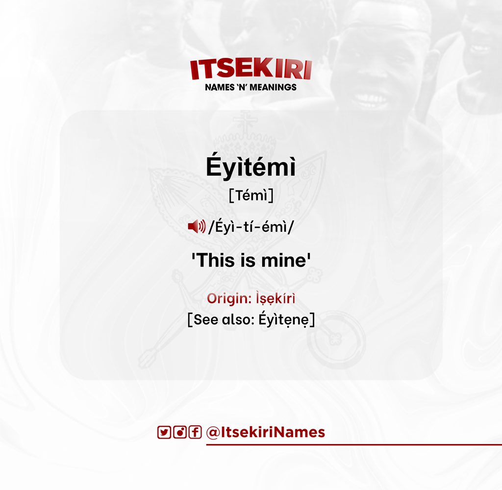 This is arguably the most beautiful Ìtsẹkírì name there is and an ideal pet name for one’s spouse. 😊🥰 Know an Éyìtémì? Tag them or anyone who’d like this name 💫 Follow us for more! #ItsekiriNames #WarriKingdom