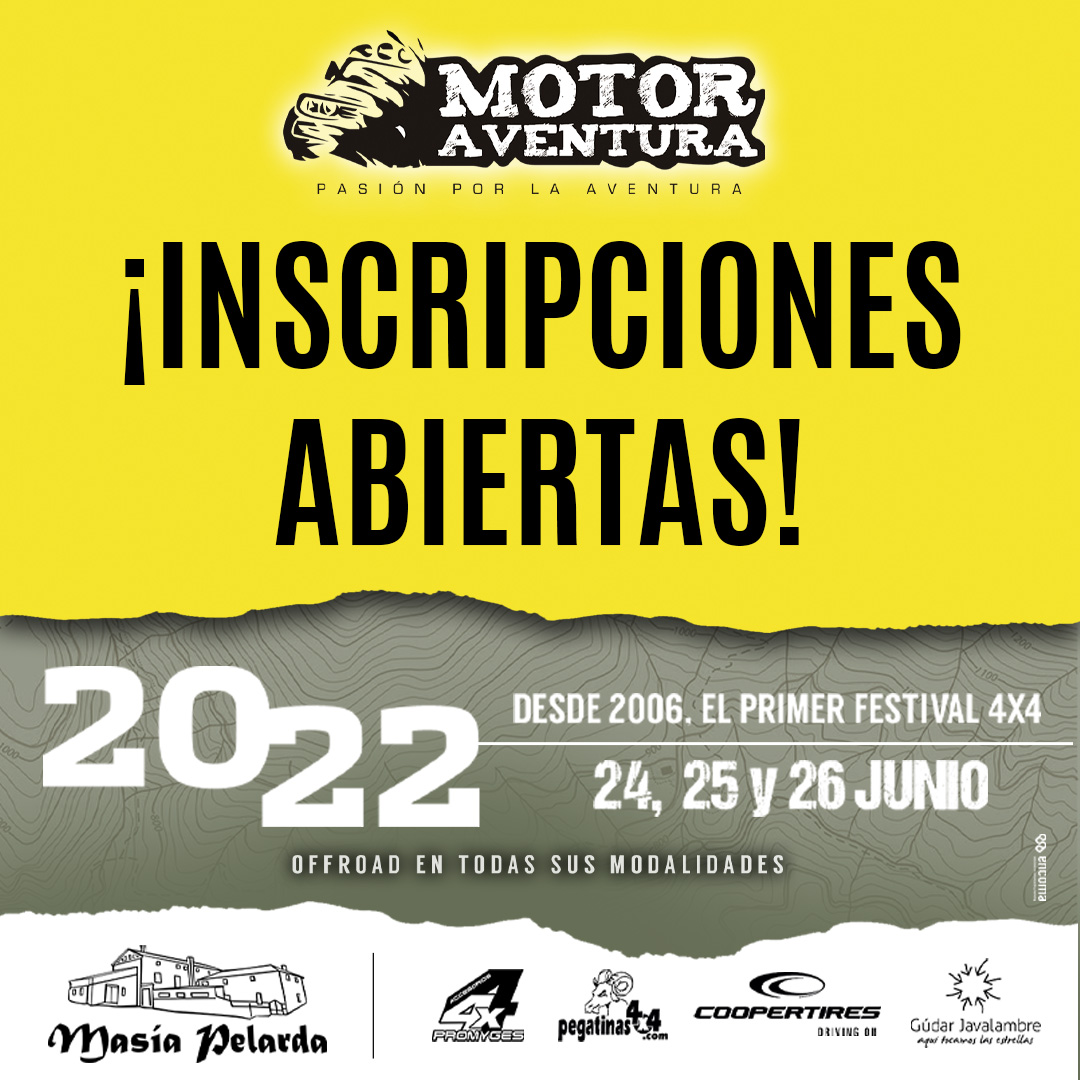 Queridos MotorAventureros... ¡Qué ganas teníamos de que llegara este momento! 𝗔𝗕𝗥𝗜𝗠𝗢𝗦 𝗜𝗡𝗦𝗖𝗥𝗜𝗣𝗖𝗜𝗢𝗡𝗘𝗦 𝗣𝗔𝗥𝗔 𝗠𝗢𝗧𝗢𝗥 𝗔𝗩𝗘𝗡𝗧𝗨𝗥𝗔 𝟮𝟬𝟮𝟮 🥳🥳

¡No te quedes sin tu plaza!

➡️ Regístrate y rellena tu formulario en este enlace: inscripciones.motor-aventura.com