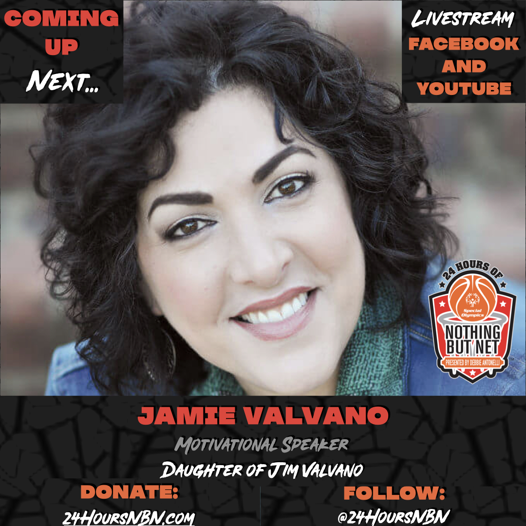 Coming up, Motivational Speaker, @jamiejvalvano will come to us LIVE! Donate: 24HoursNBN.com