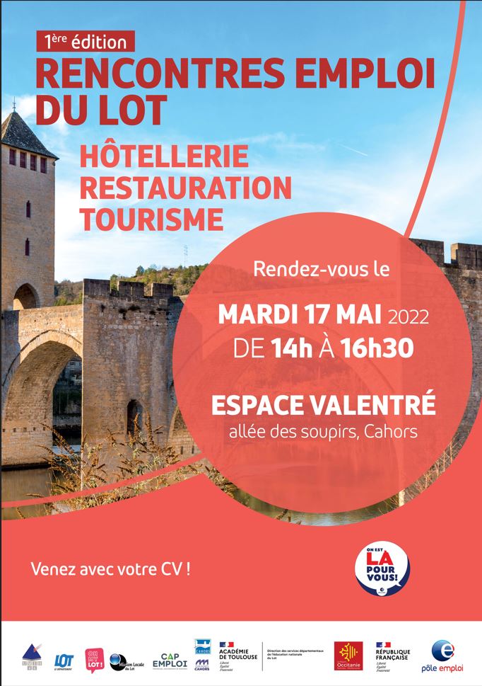 C'est mardi et c'est à #Cahors  ! Une 30aine de recruteurs présents pour des opportunités d'#emploi dans les secteurs de l'#Hôtellerie, de la #Restauration et du #Tourisme dans le beau département du #Lot !
<a href="/Oh_My_Lot/">Oh My Lot !</a> <a href="/muriellehenry1/">Murielle HENRY</a> <a href="/xavier_pocous/">Xavier Pocous</a>