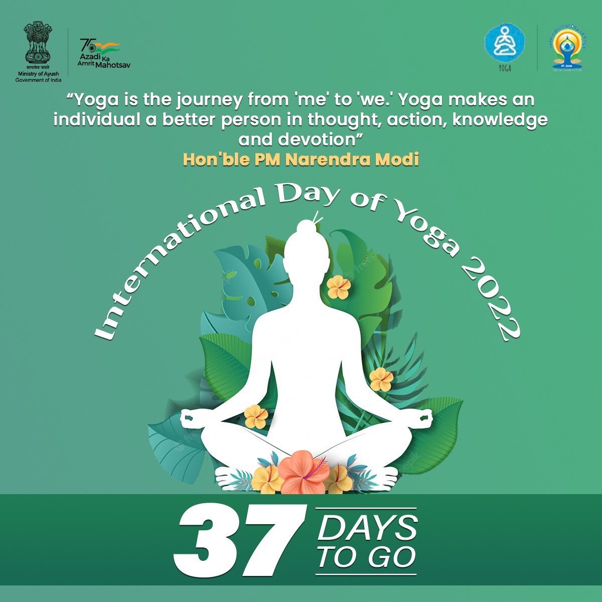 moayush's tweet image. With just #37DaysToGo to the 8th International Day of Yoga, let's reminiscence the motivational words of Hon'ble PM Shri @narendramodi ji &amp;amp; inculcate yoga in our lifestyle! 

For more information, click 👉🏻 yoga.ayush.gov.in/home