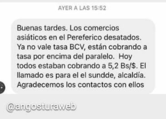 VComunales's tweet photo. .@SecretariaGoBol:
.@DGCIMofficial:
Como apoya el pueblo si el #Sundee, NO TIENE TWITTER O INSTAGRAM PARA CANALIZAR DENUNCIAS
Comerciantes Chinos juegan a la desestabilización de nuestra moneda en el Mercado Periférico de #CiudadBolivar 
Quiero le pone el cascabel al gato?
dgcim https://t.co/rEsXac94lI