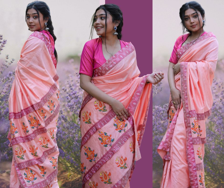 ShephaleeHouse's tweet photo. Shephalee house presents cherry blossom designer pure silk saree with richness of captivating artforms are a must to admire. The best sustainable fashion with breathable fabric for this summer.
#Shephalee #saree #itisamanta #ourfabricourpride #instagram #sixyardsofgrace https://t.co/UzCK0hDjR8