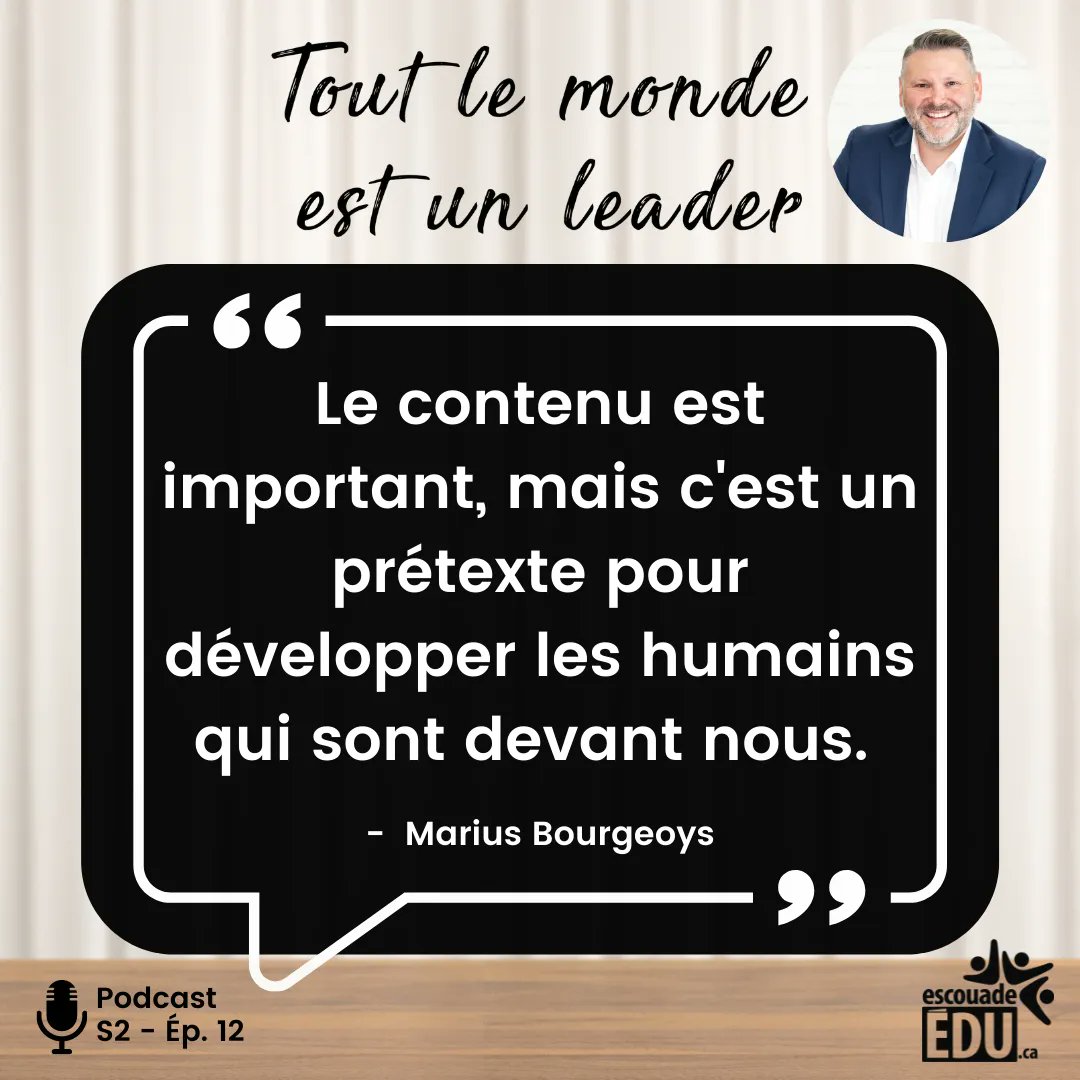 Les élèves ne viennent pas à l'école pour nous donner un auditoire afin qu'on puisse livrer notre contenu. 
Ils viennent à l'école pour qu'on les aide dans leur projet de vie. 
Bonne écoute! 
bit.ly/mariusbourgeoys
#TLME1L #leadped #eduqc
