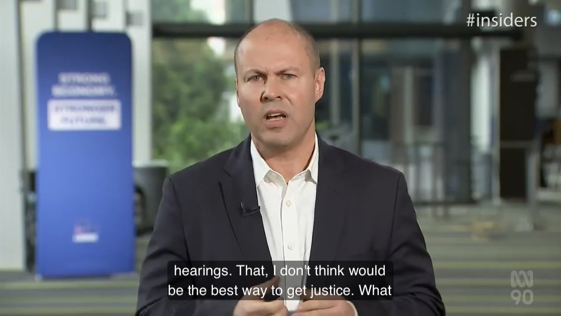 hughriminton's tweet photo. ICYMI: #JoshFrydenberg confirms the integrity commission the Coalition says it will offer if re-elected would see law enforcement officers subjected to public hearings - but not politicians. Corrupt #AFP officers “are not public in the way a politician is”, he explains #ausvotes https://t.co/O9ZJQIU3zj